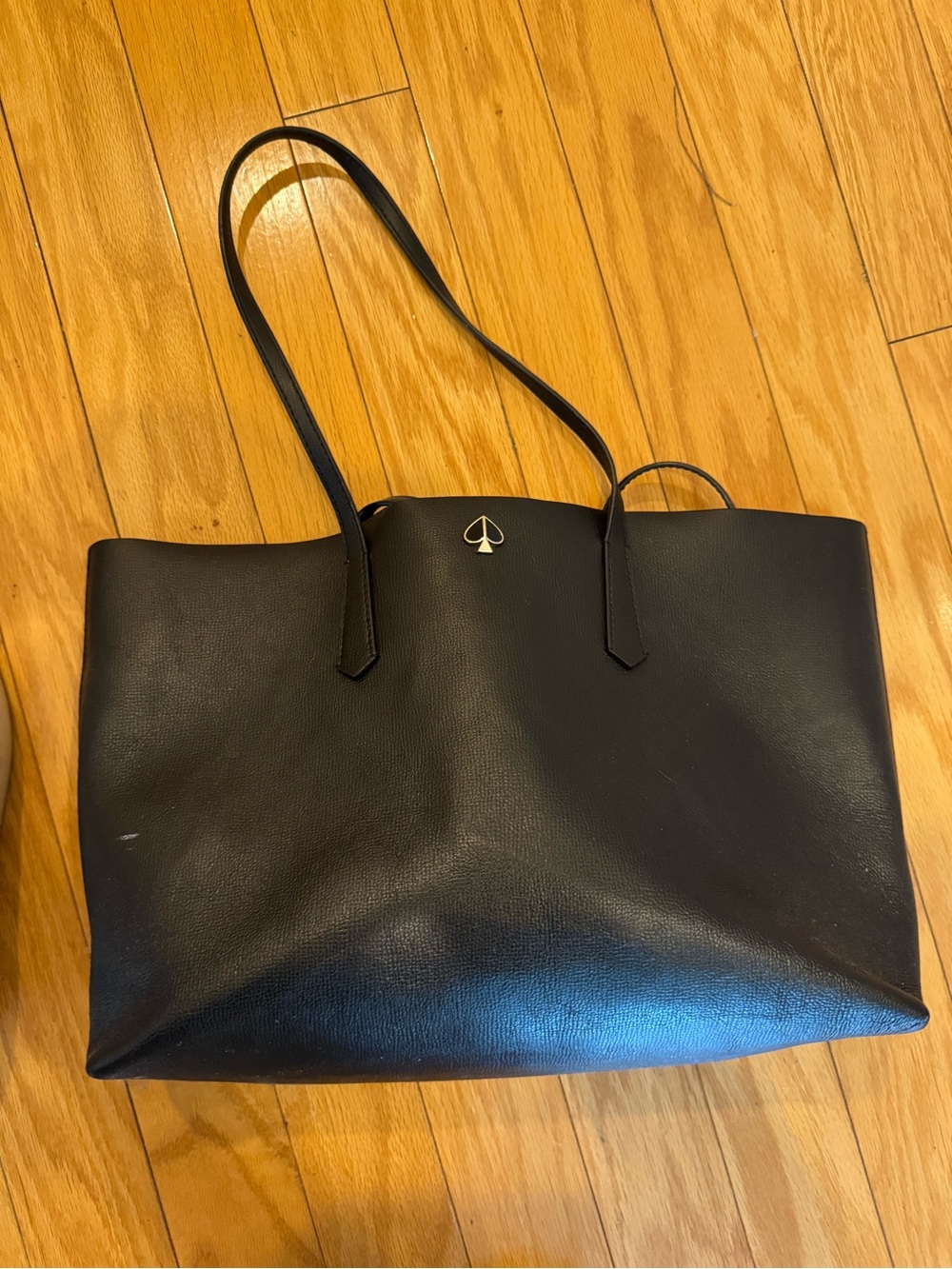 kate spade Black Leather Tote with Gold Spade Logo